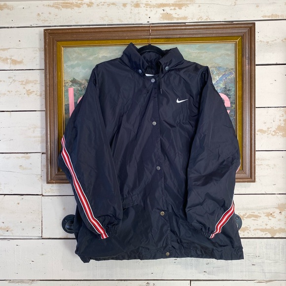 NIKE Vintage 90’s Coach Windbreaker Anorak Rain Black Hooded Jacket Unisex - Picture 1 of 7